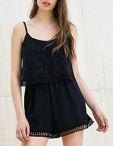 Embossed chest ruffle jumpsuit