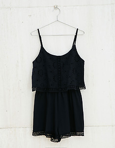 Embossed chest ruffle jumpsuit